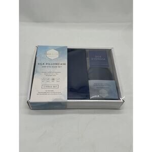 Eco-Sleep Real Silk Dark Blue Indigo Navy Luxury Soft Pillowcase & Eye Mask Gift